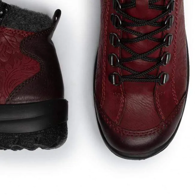 Rieker Women's Lace & Zip Ankle Boots- Red