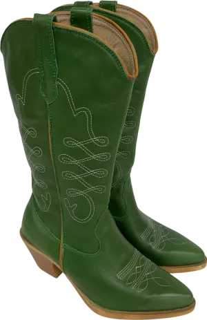 ROC Green Western Cowboy Boots UK 4 EU 37 