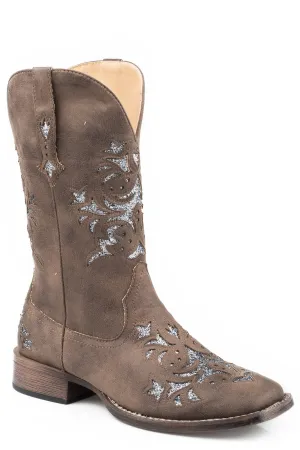Roper Womens Kennedy Dark Brown Faux Leather Cowboy Boots