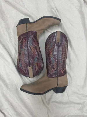 Ruby Red Rainbow Stitched Cowboy Boots