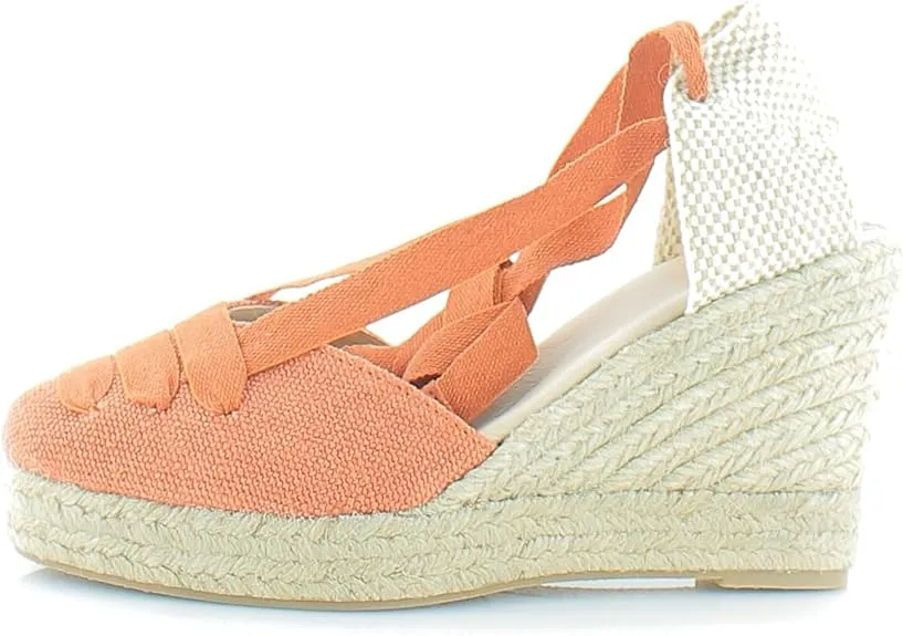 Sam Edelman Margherita Burnt Orange Tie Up Wedge Heeled Espadrilles Sandals