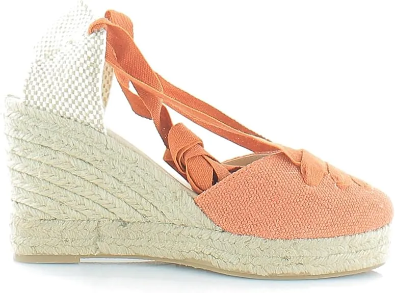 Sam Edelman Margherita Burnt Orange Tie Up Wedge Heeled Espadrilles Sandals