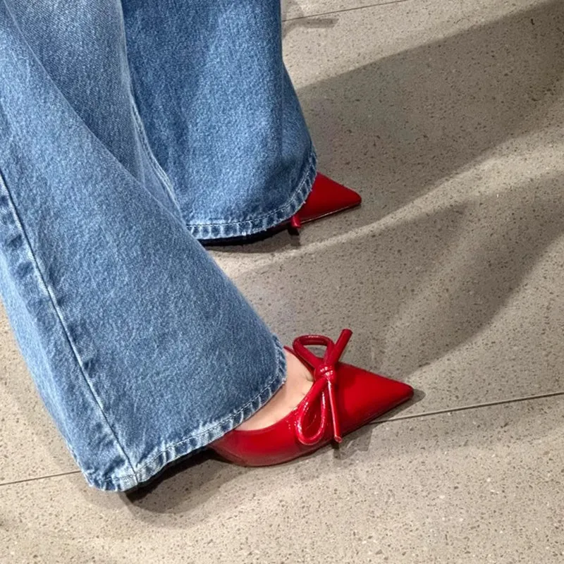 Scarlet Bow Slingbacks