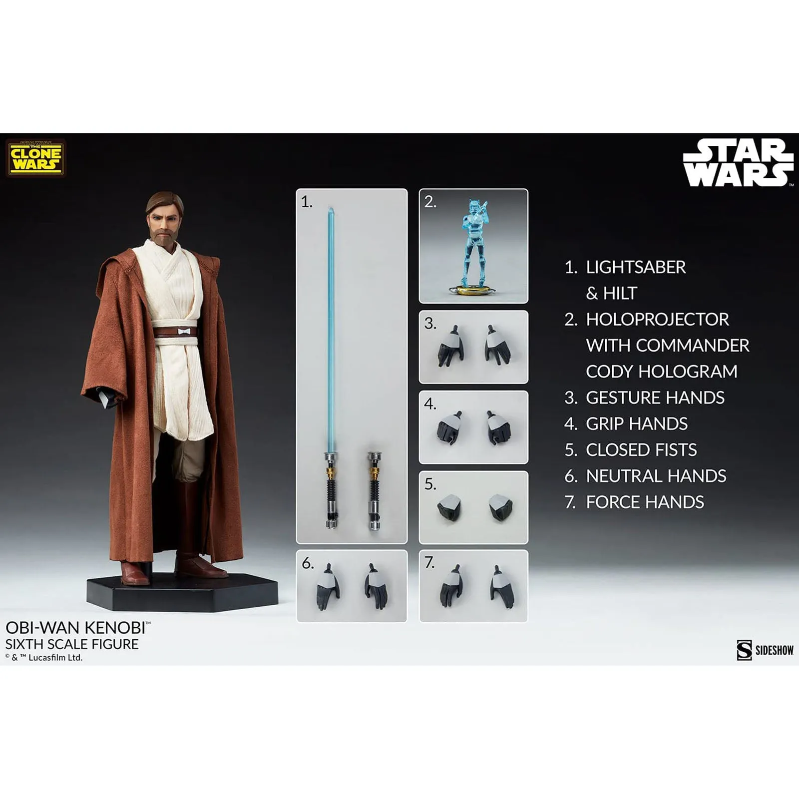 Sideshow Star Wars The Clone Wars Obi-Wan Kenobi Sixth Scale Figure