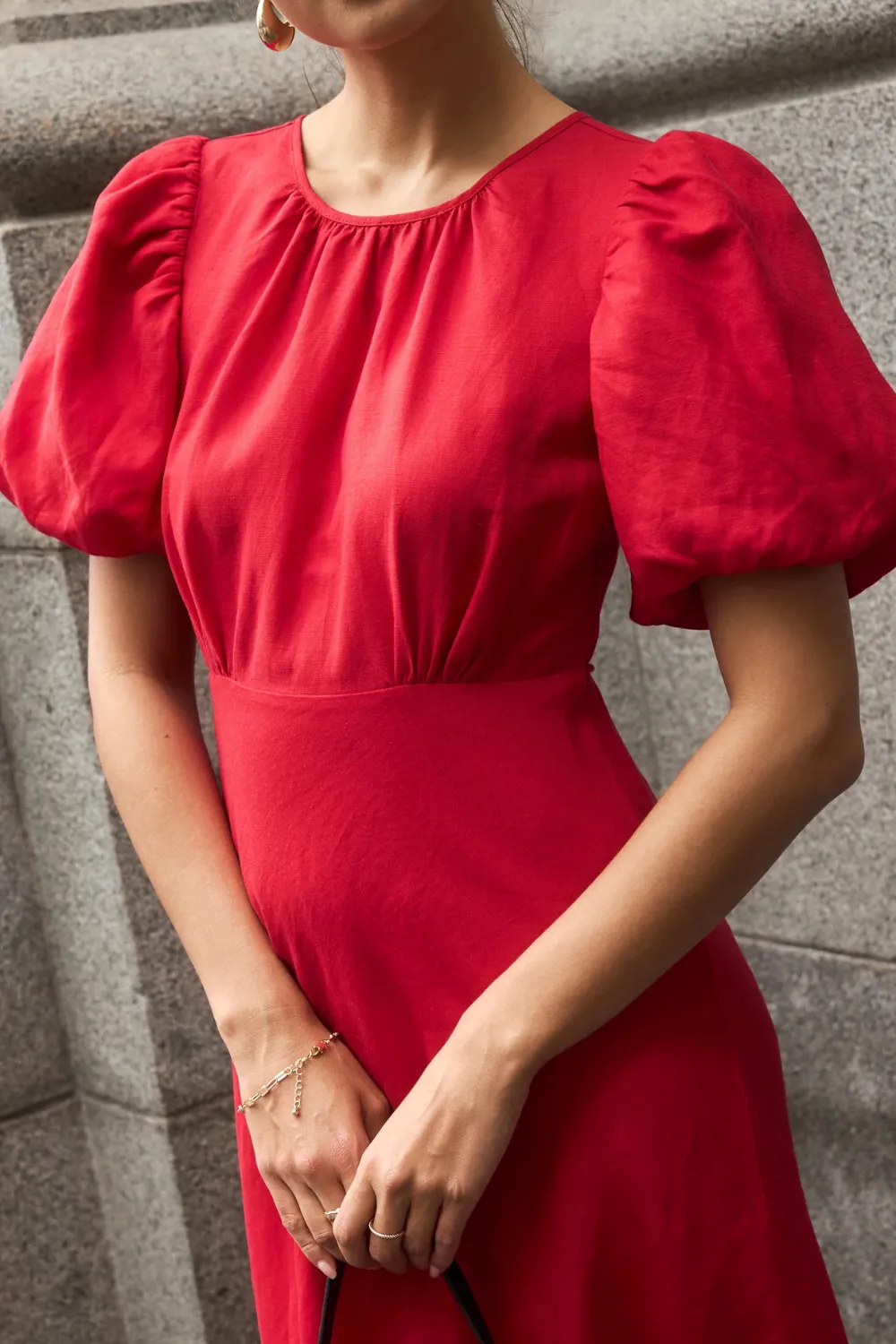 Stage Cherry Puff Sleeve Floaty Maxi Dress