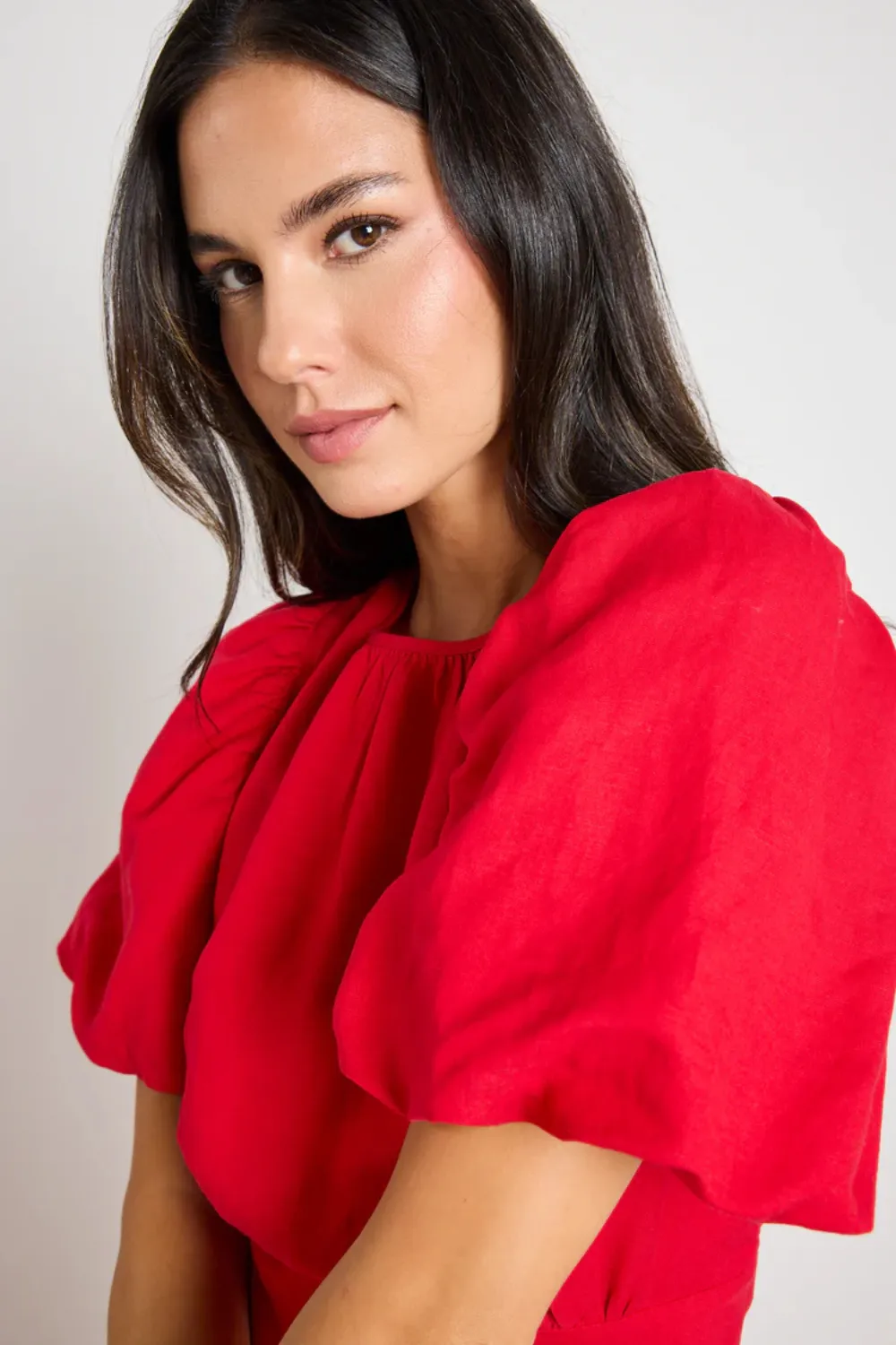 Stage Cherry Puff Sleeve Floaty Maxi Dress