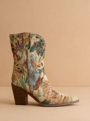 The Sorrel | Floral Tapestry Western Bootie