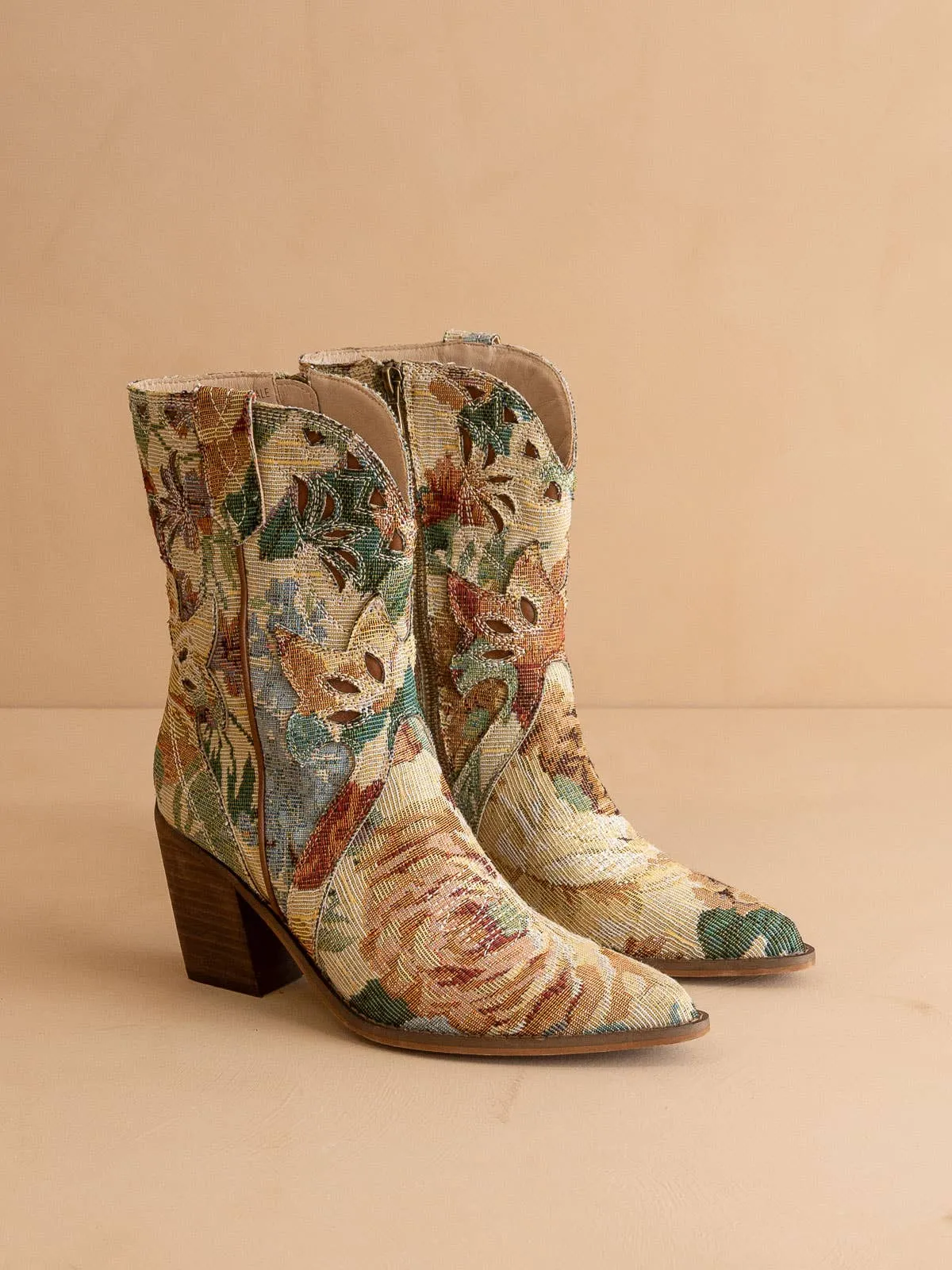 The Sorrel | Floral Tapestry Western Bootie