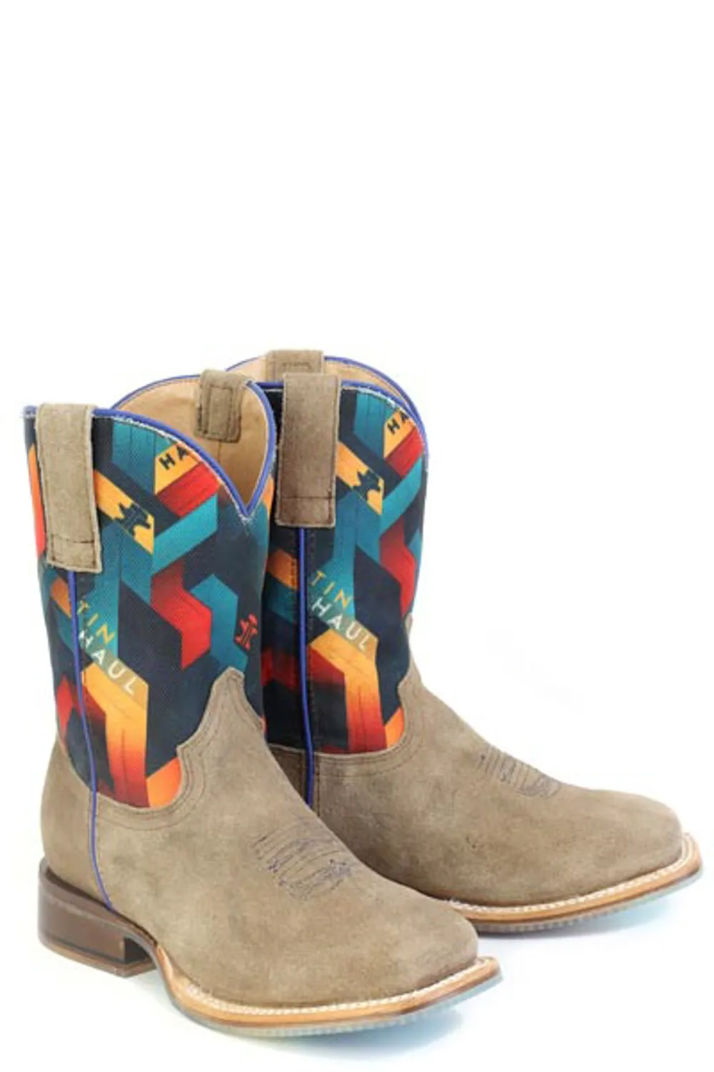 Tin Haul Kids Unisex Color Me Cool Tan/Multi Leather Cowboy Boots