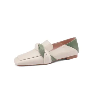 TinaCus Women's Assorted Colors Genuine Leather Square Toe Handmade Knot Comfot Slip On Flat Shoes