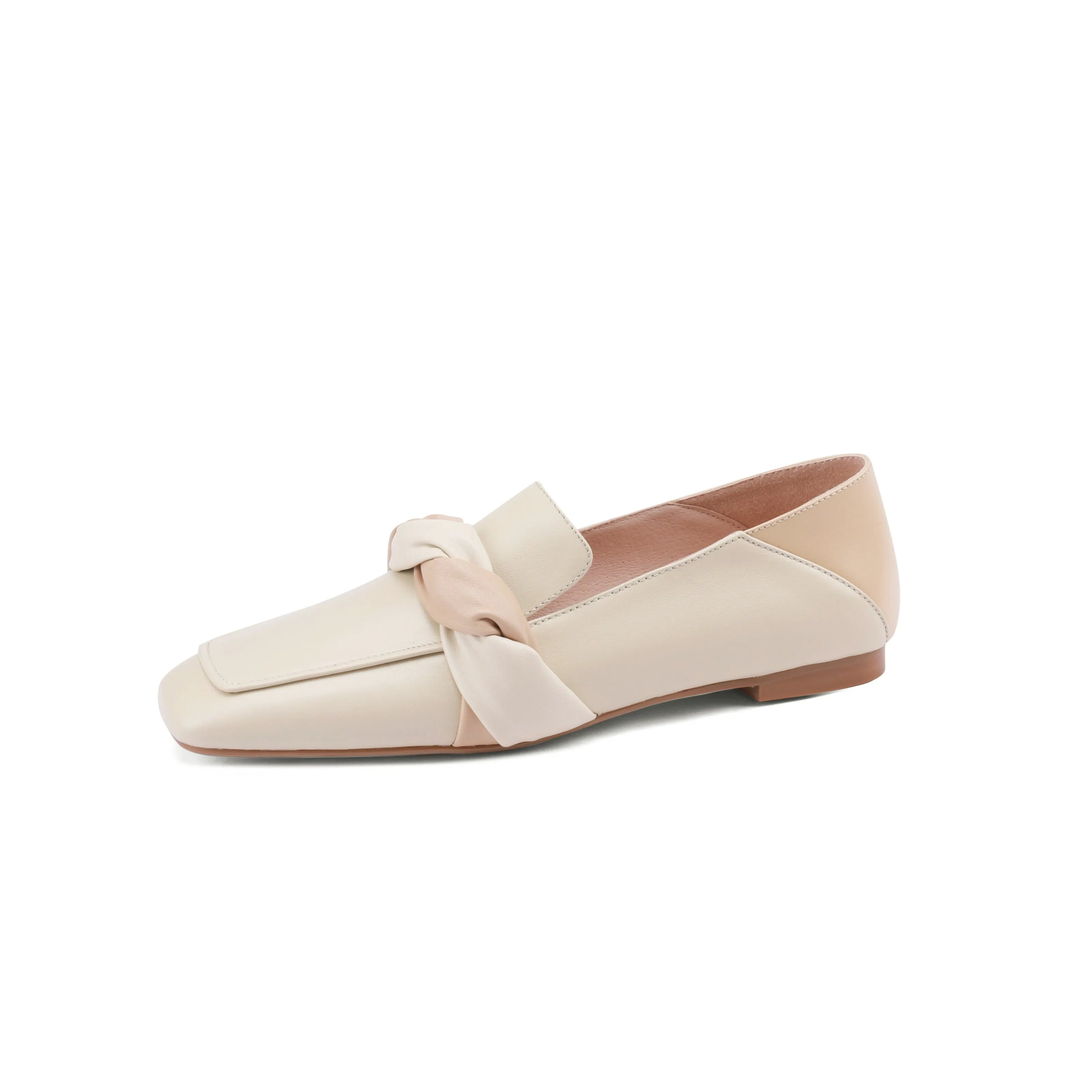 TinaCus Women's Assorted Colors Genuine Leather Square Toe Handmade Knot Comfot Slip On Flat Shoes