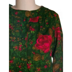 Vintage Dress/Tunic   Zacari Rose Printed 1960s Cotton Sz M-L