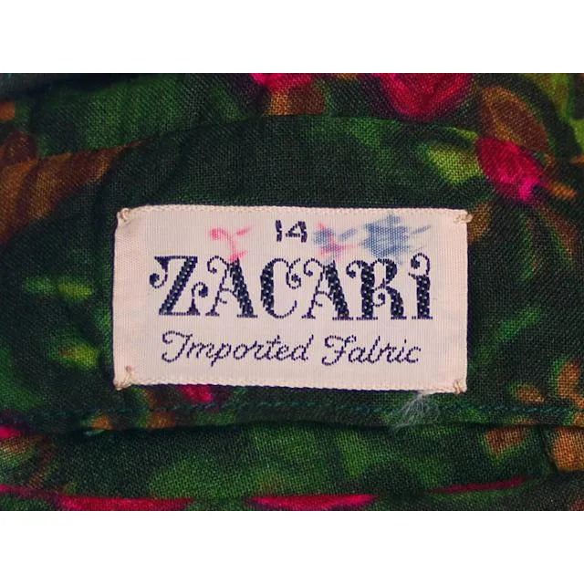 Vintage Dress/Tunic   Zacari Rose Printed 1960s Cotton Sz M-L