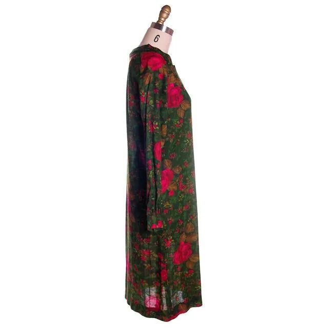 Vintage Dress/Tunic   Zacari Rose Printed 1960s Cotton Sz M-L