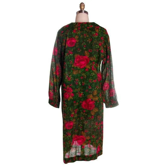 Vintage Dress/Tunic   Zacari Rose Printed 1960s Cotton Sz M-L