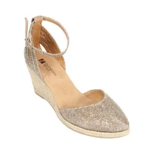 WHITE MOUNTAIN Women's gold sparkle wedge espadrilles, 8
