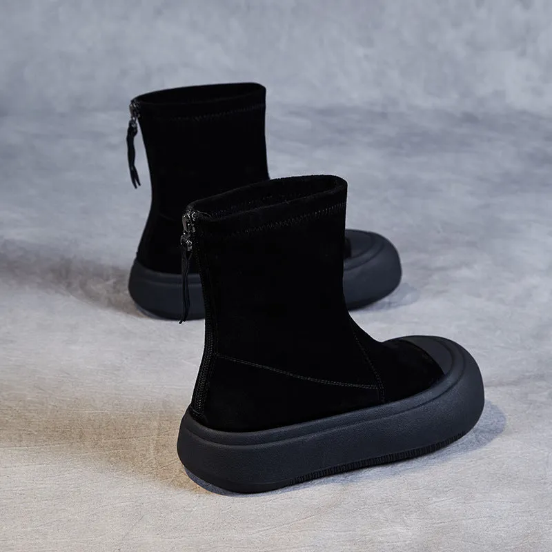 Women Minimalist Leather Thick Soled Casual Boots