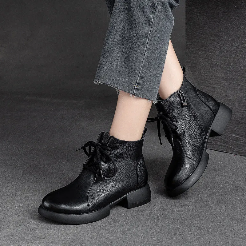 Women Minimalist Retro Leather Casual Ankle Boots