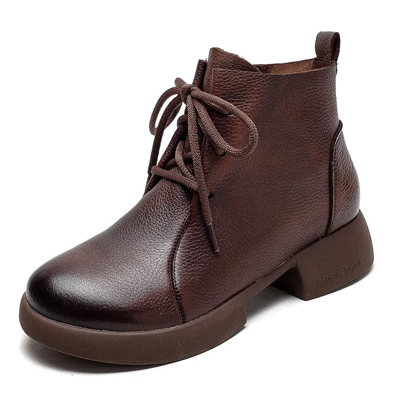 Women Minimalist Retro Leather Casual Ankle Boots