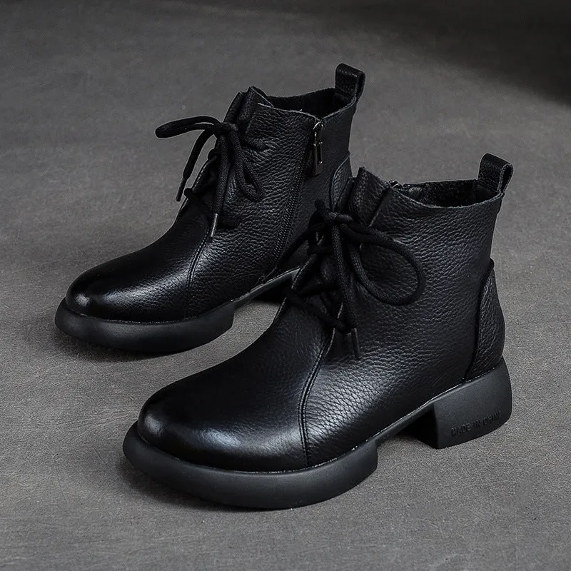 Women Minimalist Retro Leather Casual Ankle Boots