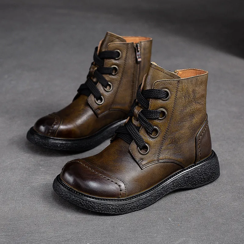 Women Retro Minimalist Leather Casual Boots