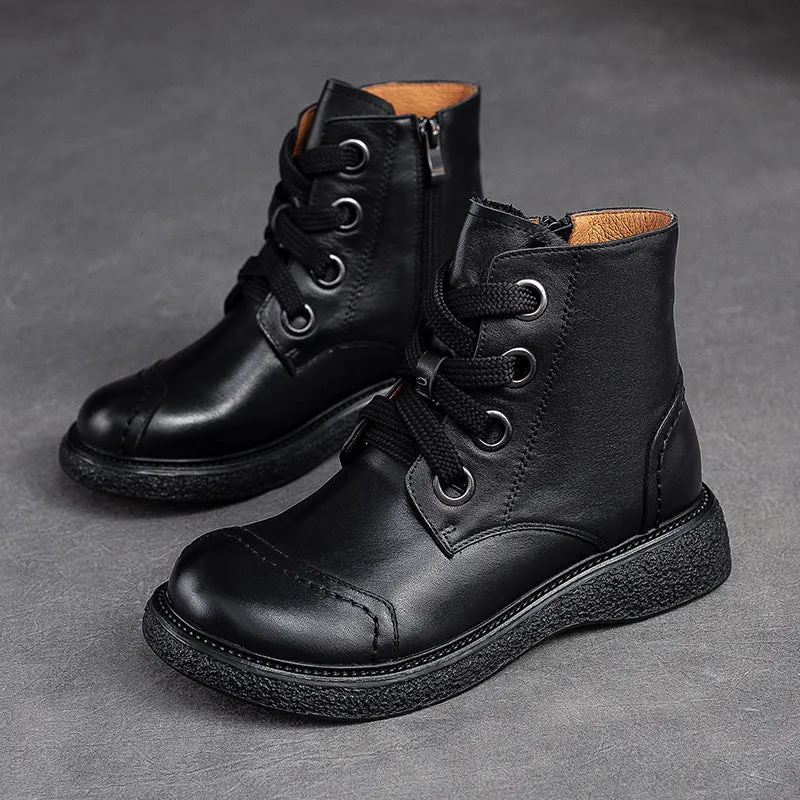 Women Retro Minimalist Leather Casual Boots