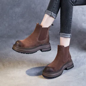 Women Retro Suede Minimalist Thick Soled Boots