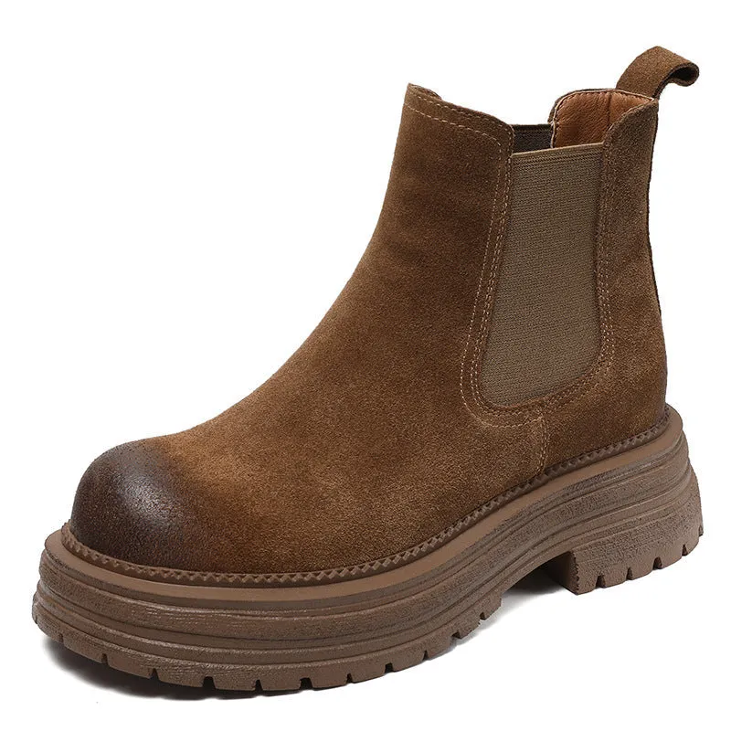 Women Retro Suede Minimalist Thick Soled Boots