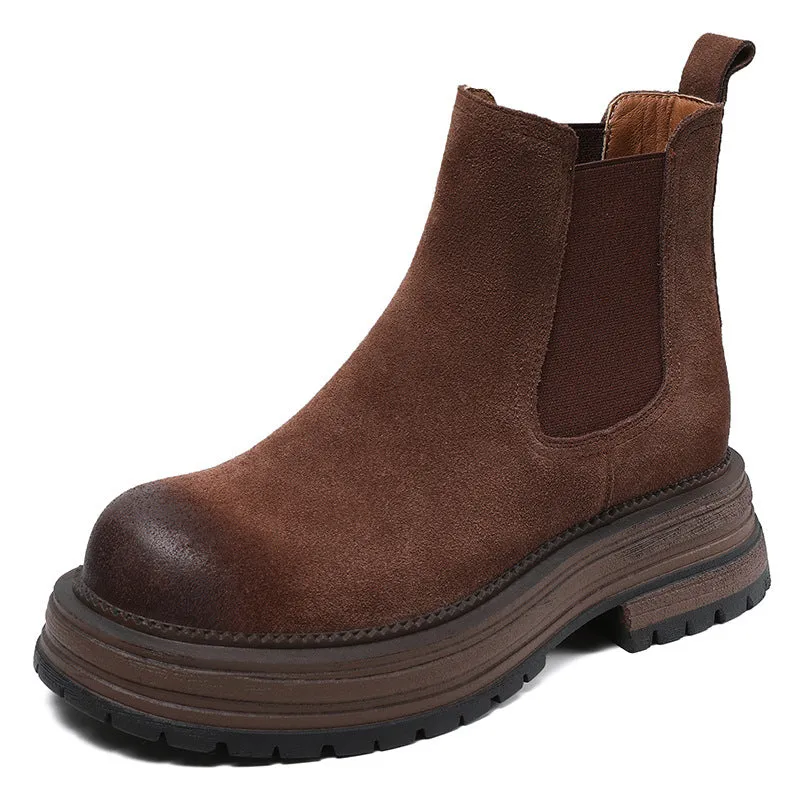 Women Retro Suede Minimalist Thick Soled Boots