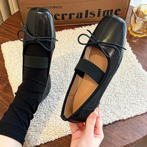 Women's Elegant Bow Elastic Strap Flats 33852336S