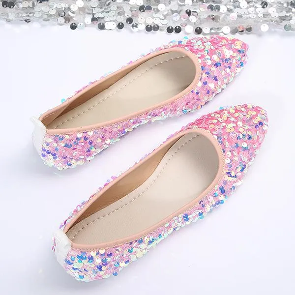 Women's Fashionable Sequined Slip-On Flats 07143243S