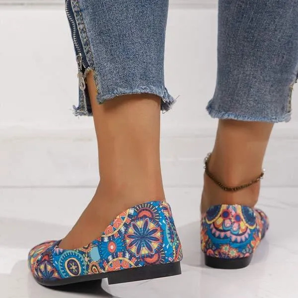 Women's Shallow Mouth Embroidered Pointed-toe Flat Shoes 28349182C