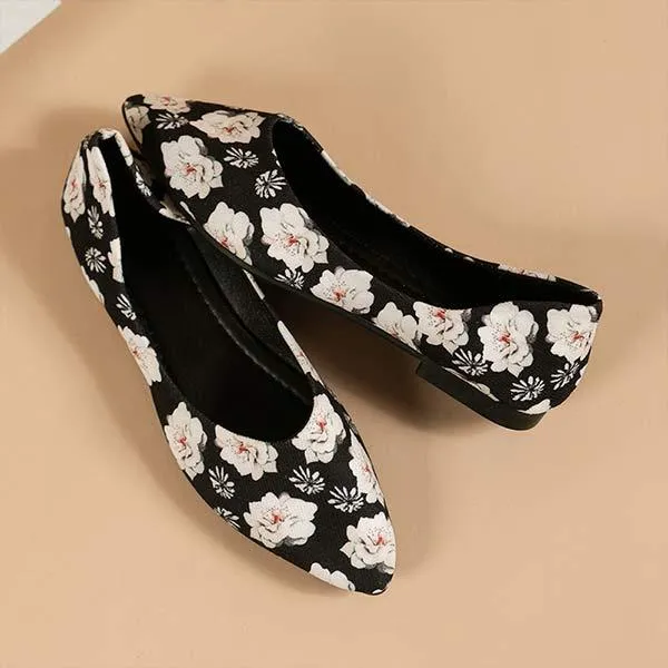 Women's Shallow Mouth Embroidered Pointed-toe Flat Shoes 28349182C
