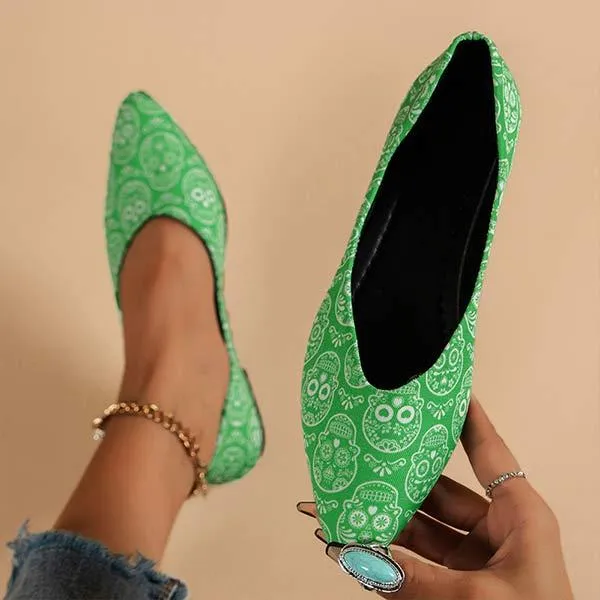 Women's Shallow Mouth Embroidered Pointed-toe Flat Shoes 28349182C