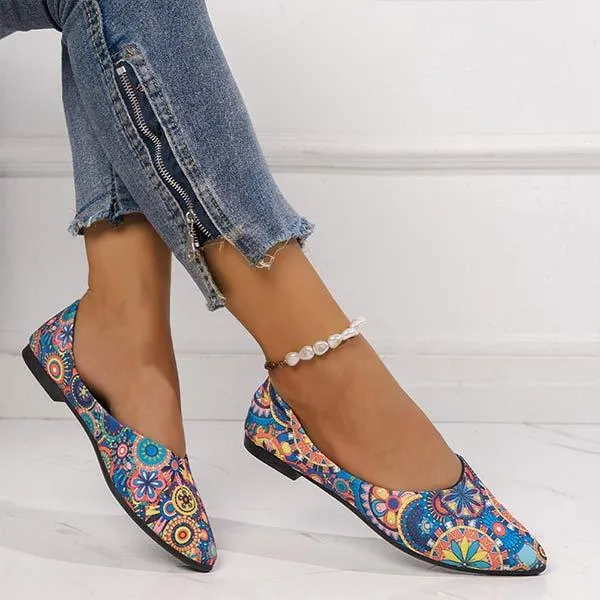 Women's Shallow Mouth Embroidered Pointed-toe Flat Shoes 28349182C