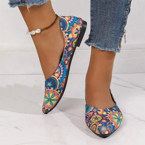 Women's Shallow Mouth Embroidered Pointed-toe Flat Shoes 28349182C